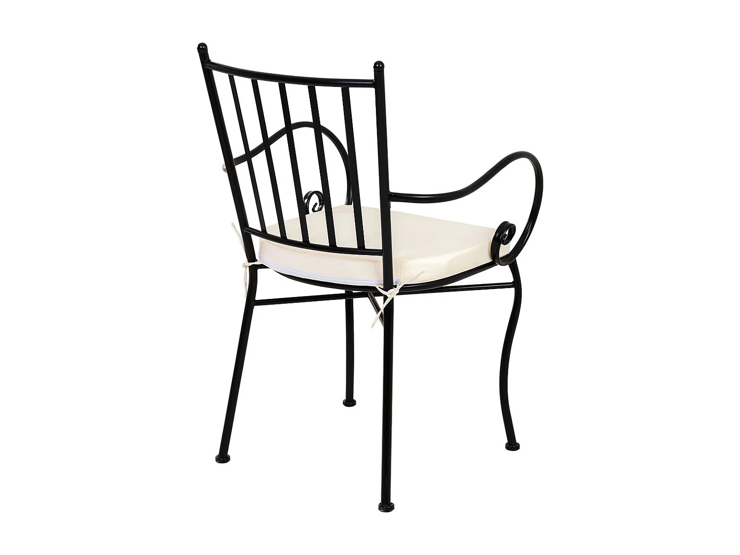 Sillón de forja negro con cojín 58x54x88h cm