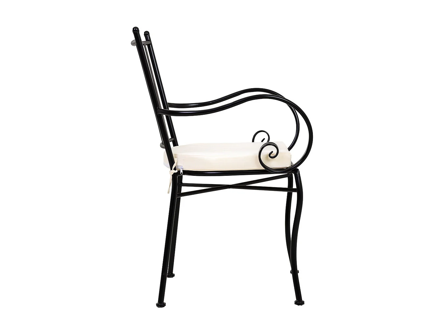 Sillón de forja negro con cojín 58x54x88h cm