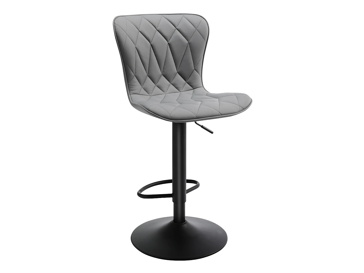 Set de 2 Tabourets de bar HomeMiYN Ajustables, 360° rotatif en cuir diamanté, Gris