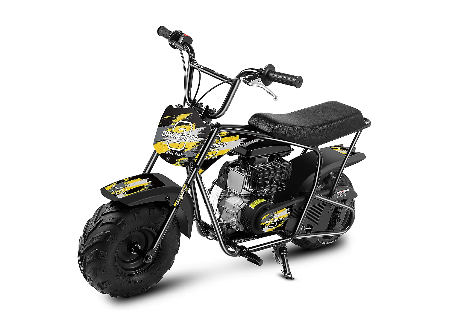 Mini-moto 105CC, 4 Temps, Essence, Mini-Moto Tout-Terrain Pit Bike Avec Transmission Automatique et Démarreur à corde, 13 ans et Plus (Jaune)