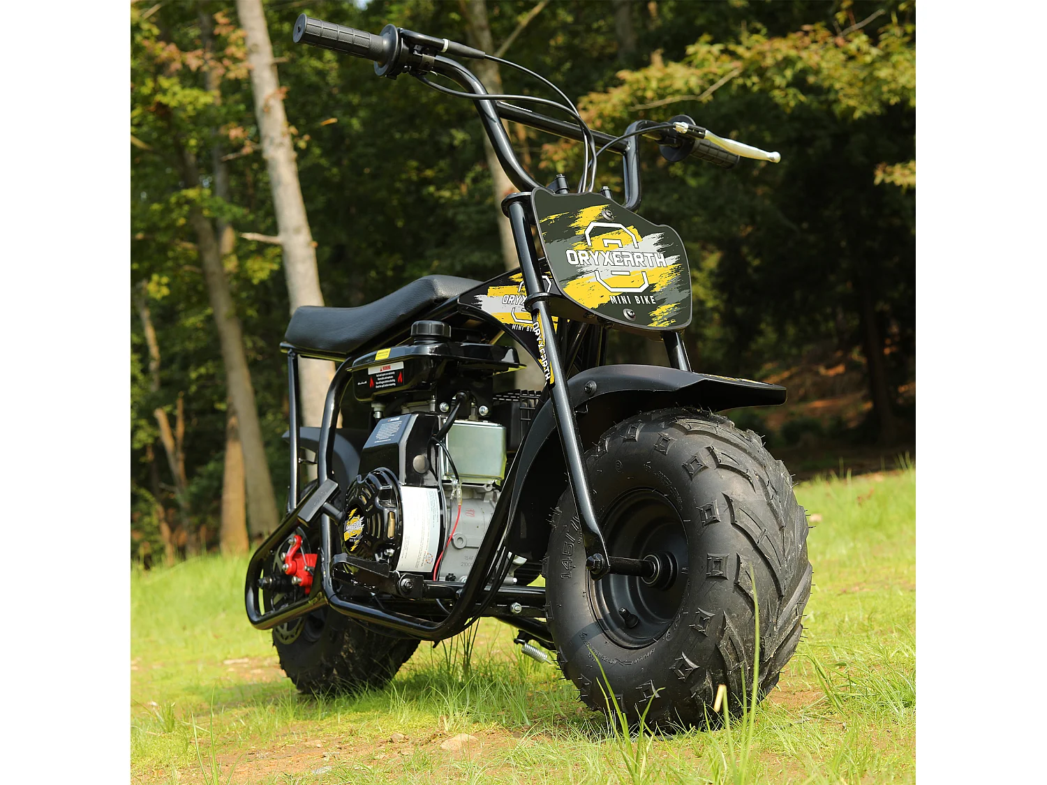 Mini-moto 105CC, 4 Temps, Essence, Mini-Moto Tout-Terrain Pit Bike Avec Transmission Automatique et Démarreur à corde, 13 ans et Plus (Jaune)