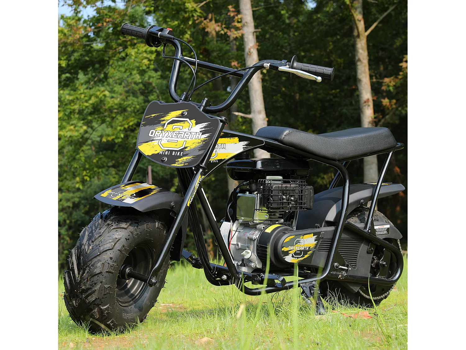 Mini-moto 105CC, 4 Temps, Essence, Mini-Moto Tout-Terrain Pit Bike Avec Transmission Automatique et Démarreur à corde, 13 ans et Plus (Jaune)