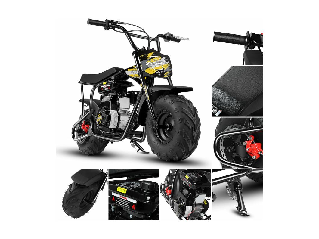 Mini-moto Dirt Bike 105CC, 4 temps, essence, tout-terrain, transmission automatique, pour 13 ans et plus (jaune)