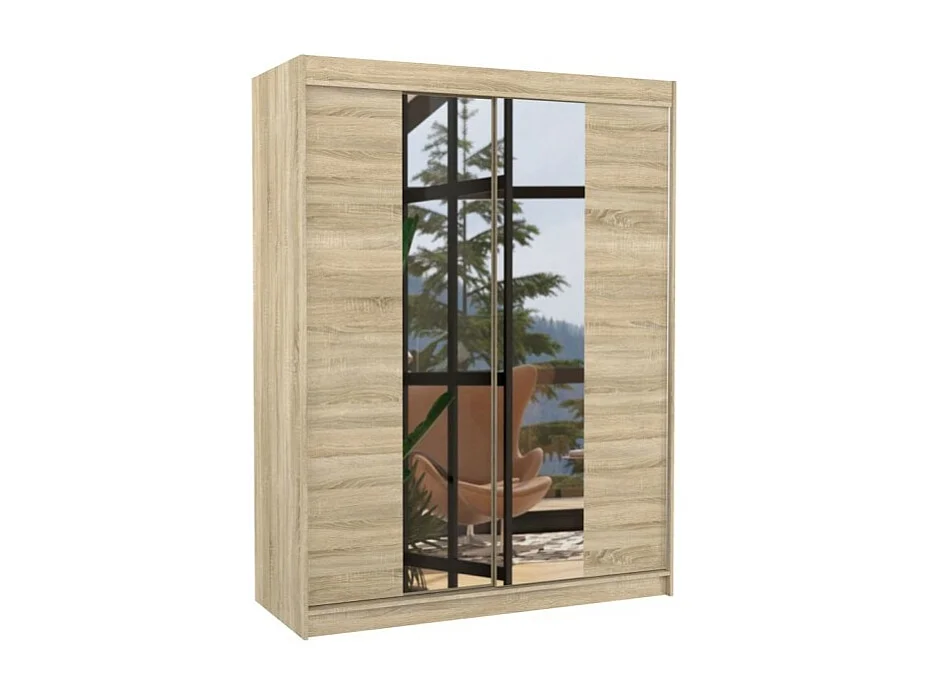 Armadio Tibo (120cm)/Specchio/LE/Ante scorrevoli/