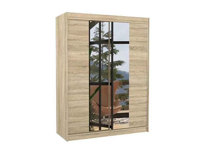 Kleiderschrank Tibo (120cm)/Spiegel/LE/Schiebetüren/