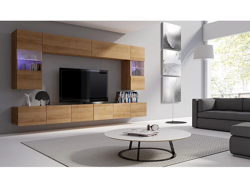 AX LIVING Wohnwand Modern „Kossana 1“ – 300cm Breite, Stilvoll Schwarz