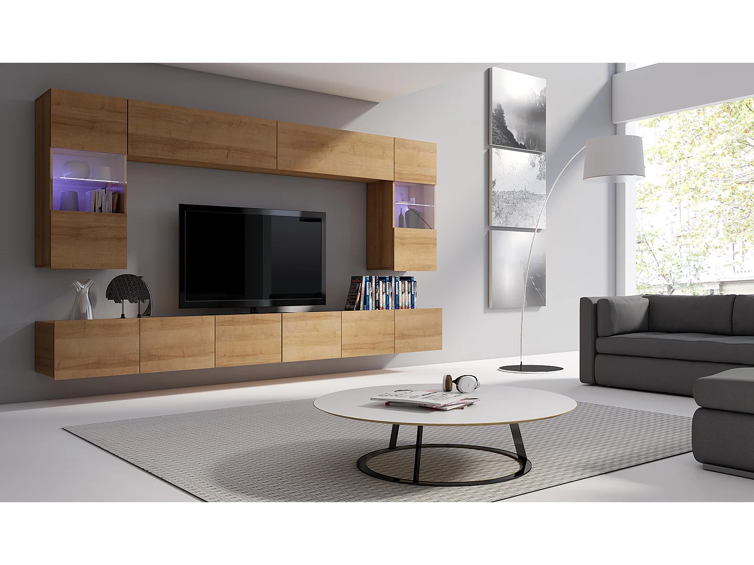 AX LIVING Wohnwand Modern „Kossana 1“ – 300cm Breite, Stilvoll Schwarz