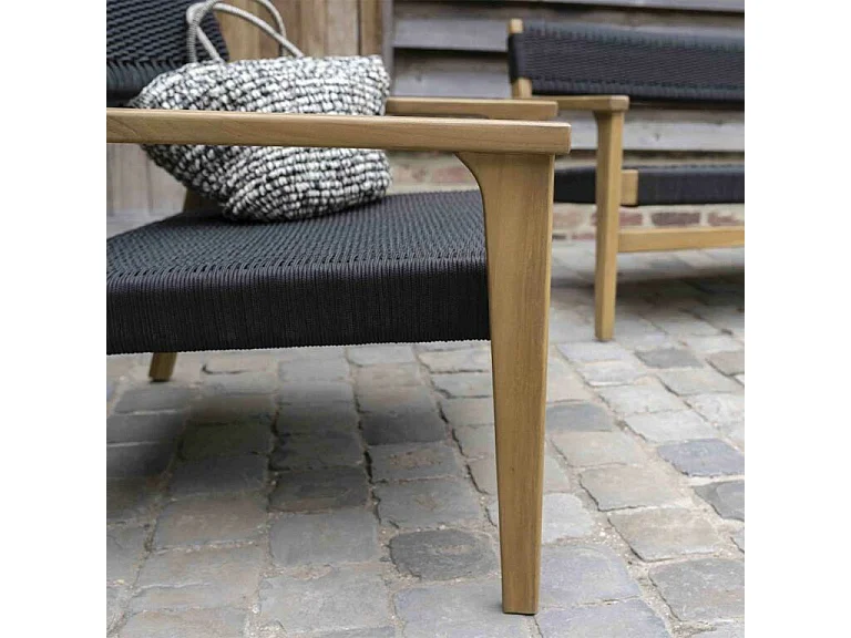 Salon de jardin 4/6 places en teck massif et cordage Noir MANILLE