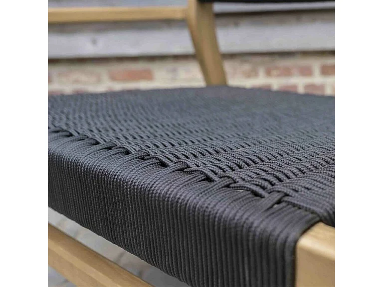 Salon de jardin 4/6 places en teck massif et cordage Noir MANILLE