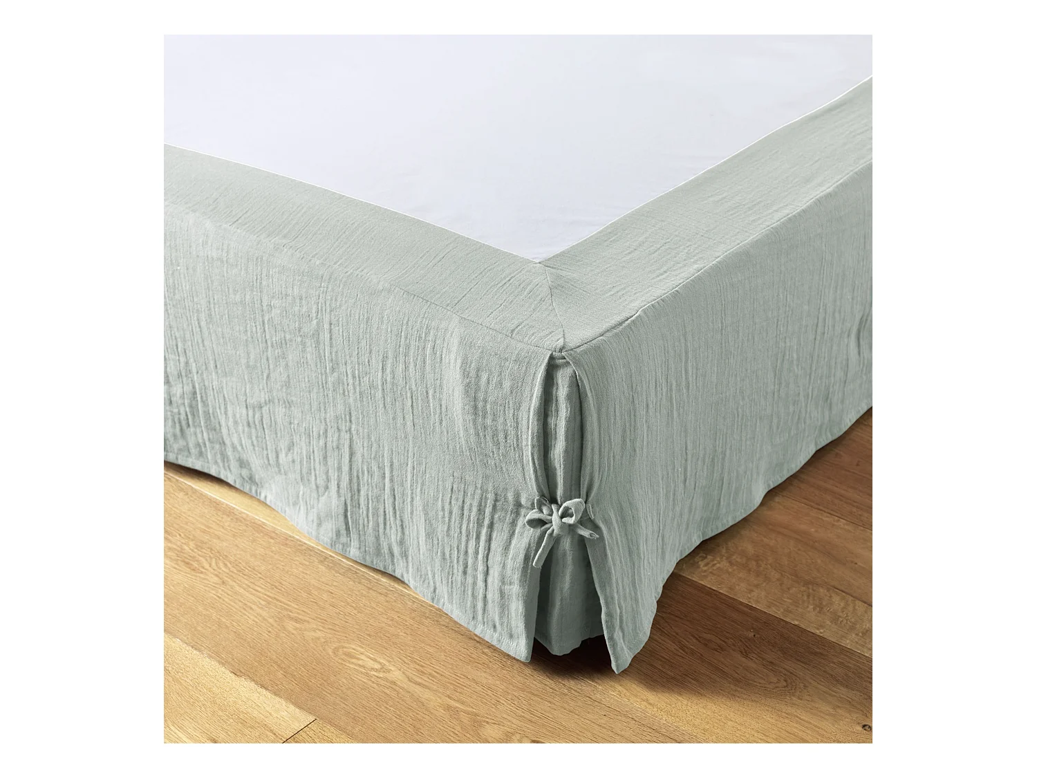 Cache sommier double gaze de coton eucalyptus 160x200 cm