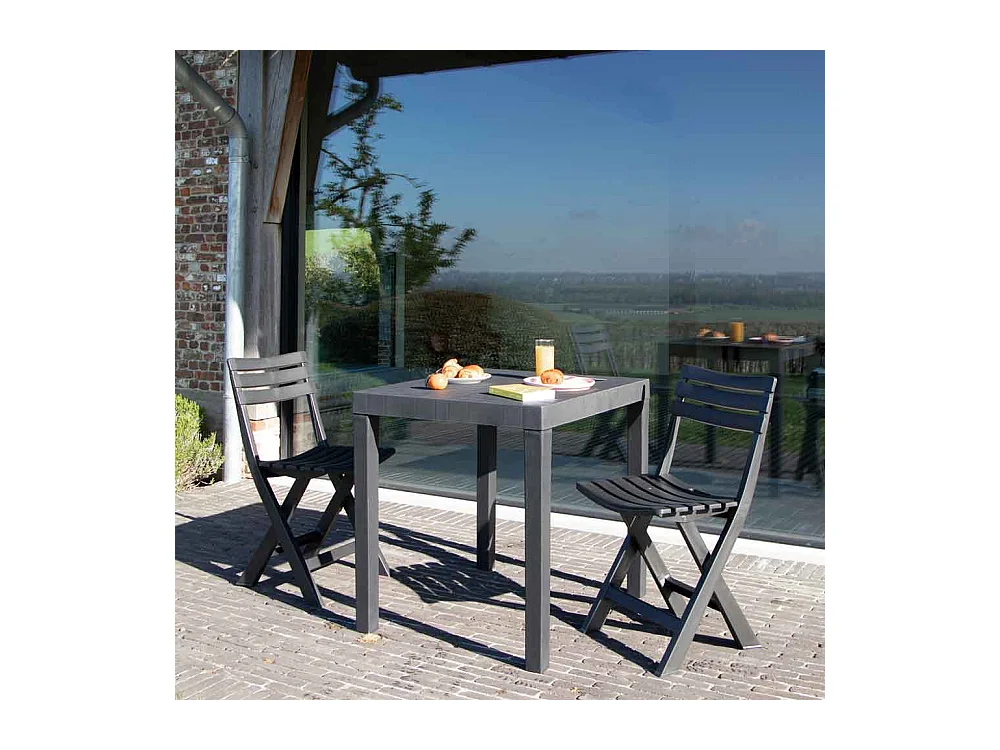 Ensemble de balcon en résine recyclé Anthracite CLUB