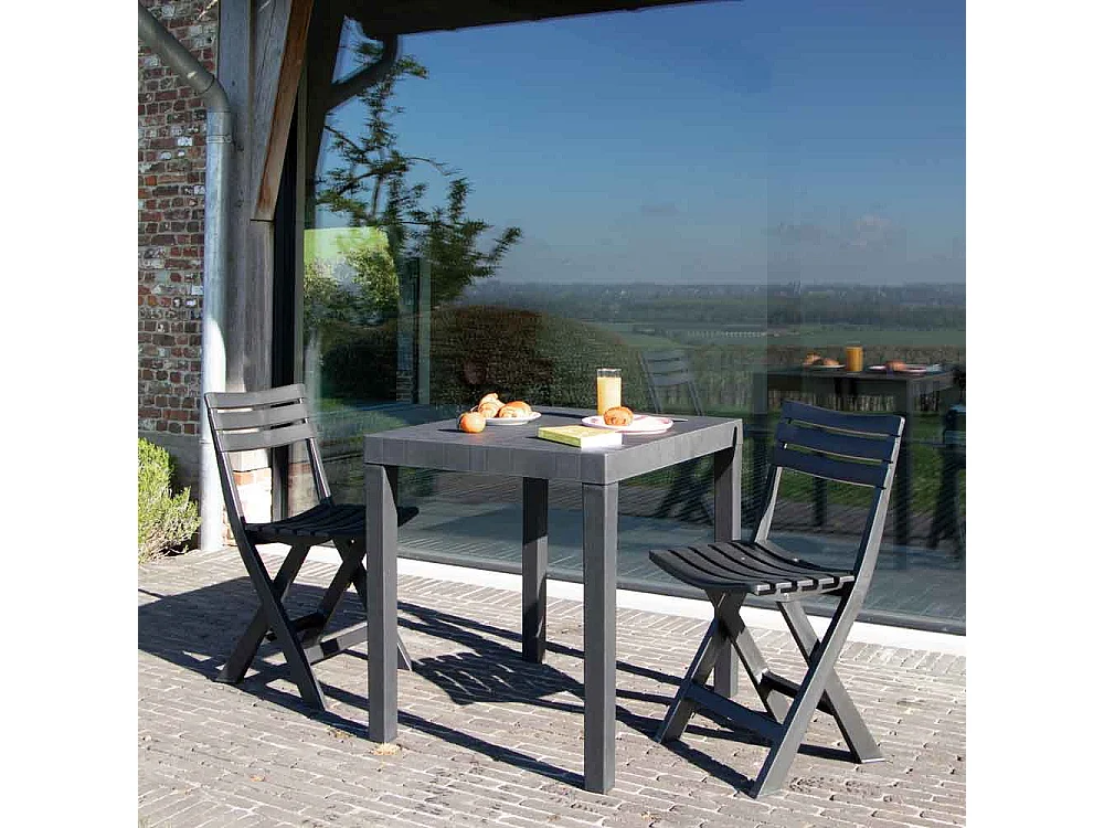 Ensemble de balcon en résine recyclé Anthracite CLUB