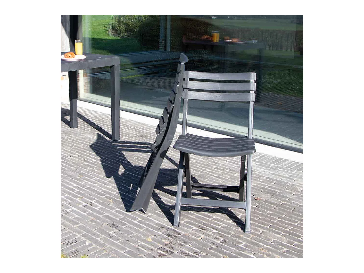 Ensemble de balcon en résine recyclé Anthracite CLUB