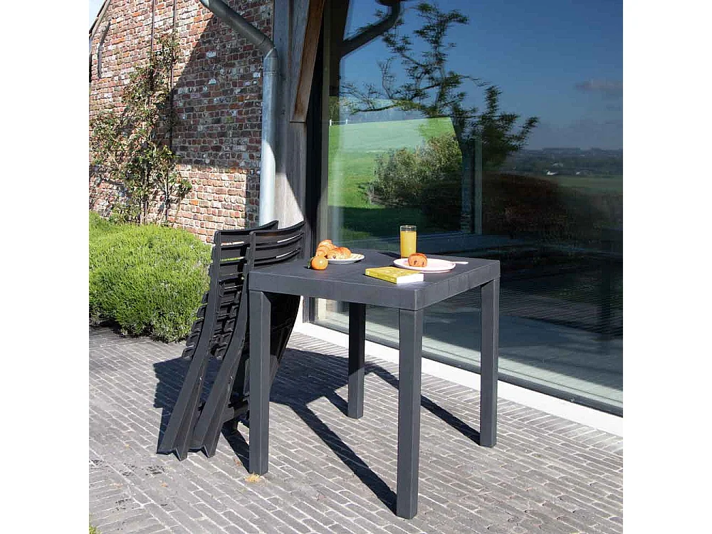 Salon de jardin en résine anthracite 2 places CLUB