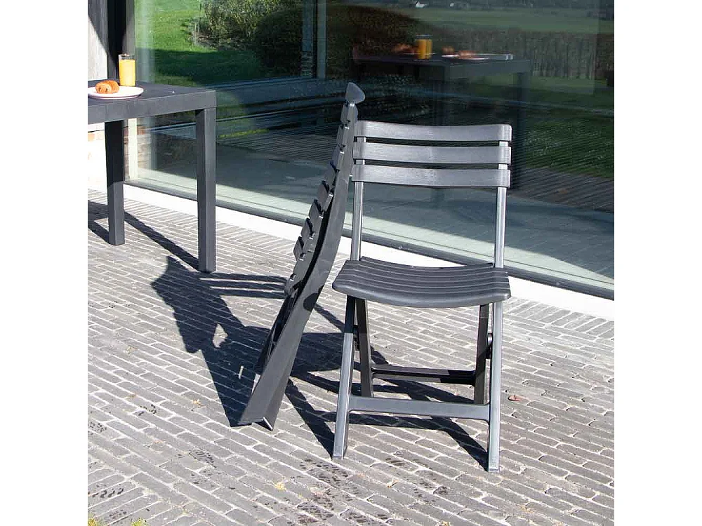 Salon de jardin en résine anthracite 2 places CLUB