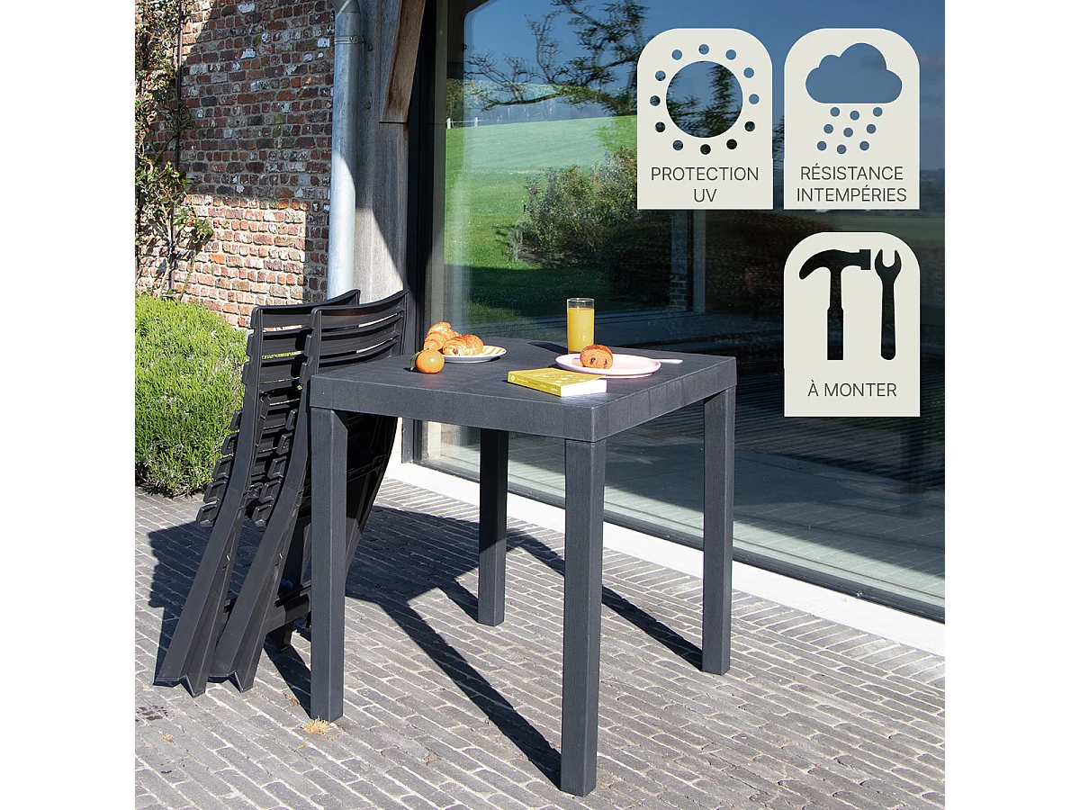 Salon de jardin en résine anthracite 2 places CLUB