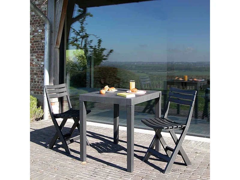 Ensemble de balcon en résine recyclé Anthracite CLUB