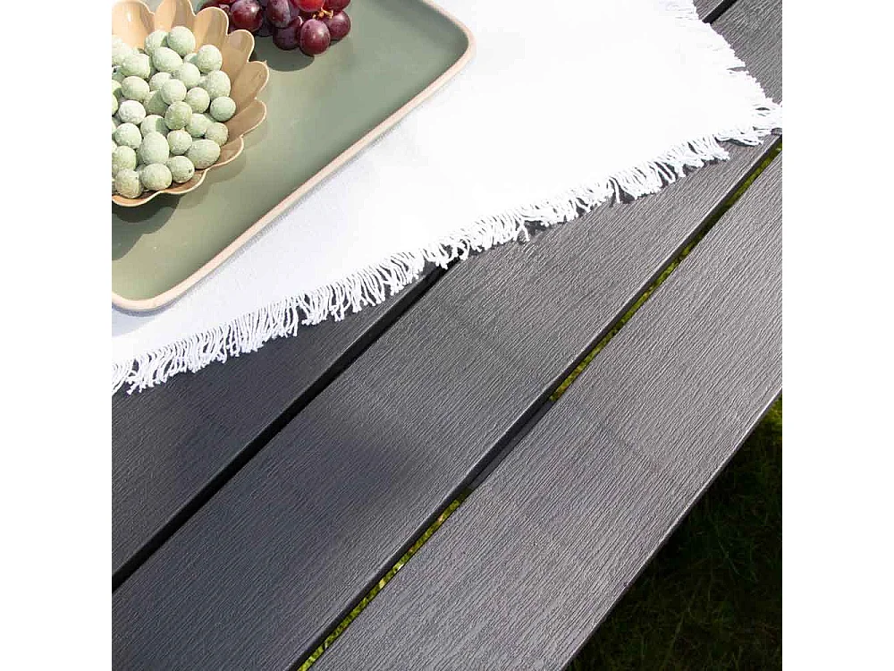 Salon de jardin en résine anthracite avec 4 bancs SAMOA
