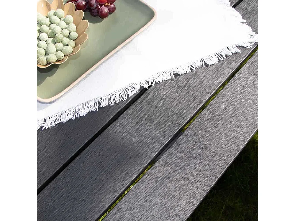 Salon de jardin en résine anthracite avec 4 bancs SAMOA