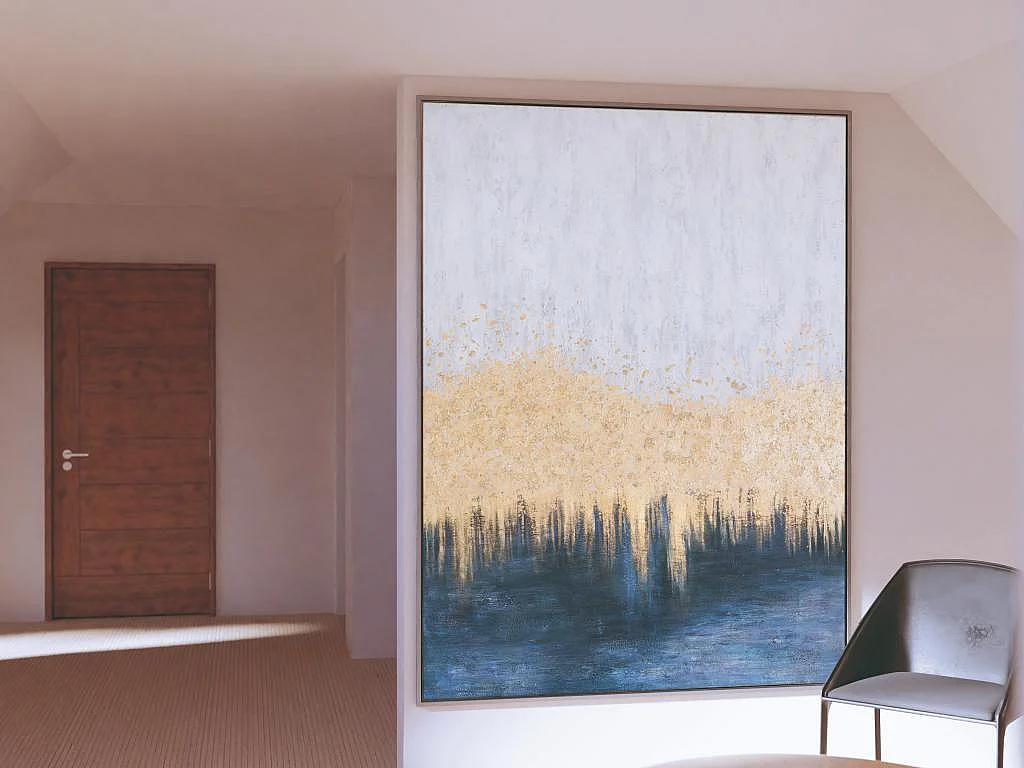 Tableau peinture à l'huile sur toile,peinte à la main avec cadre en bois - Longueur 150 x Profondeur 4 x Hauteur 200 cm