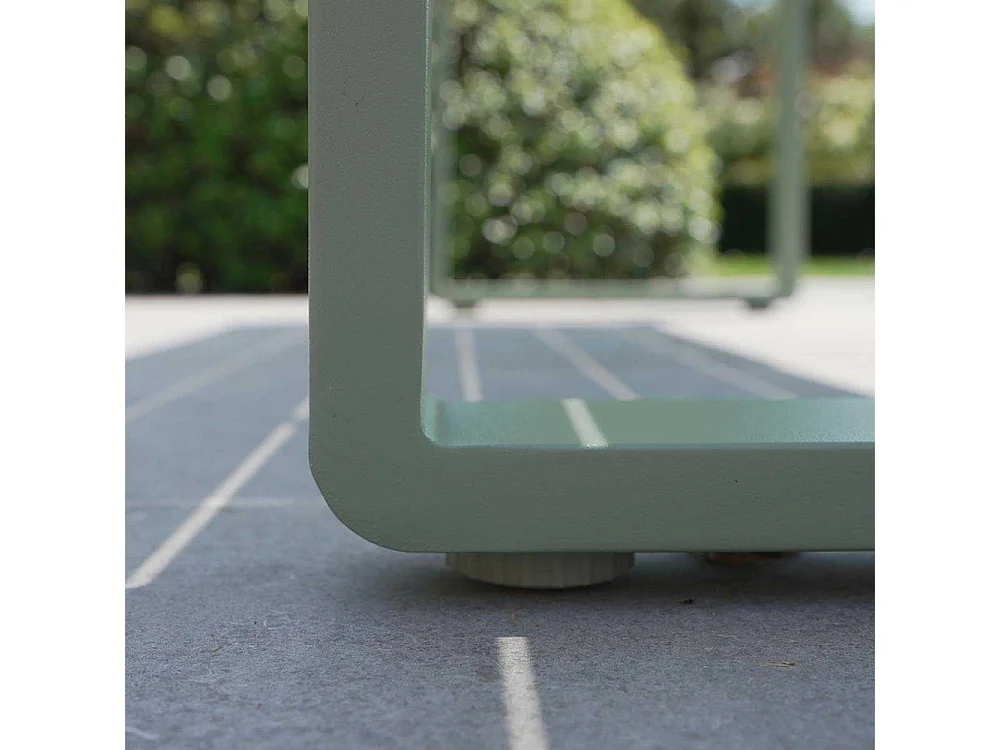 Ensemble table et bancs X2 en aluminium Vert d'Eau RIO