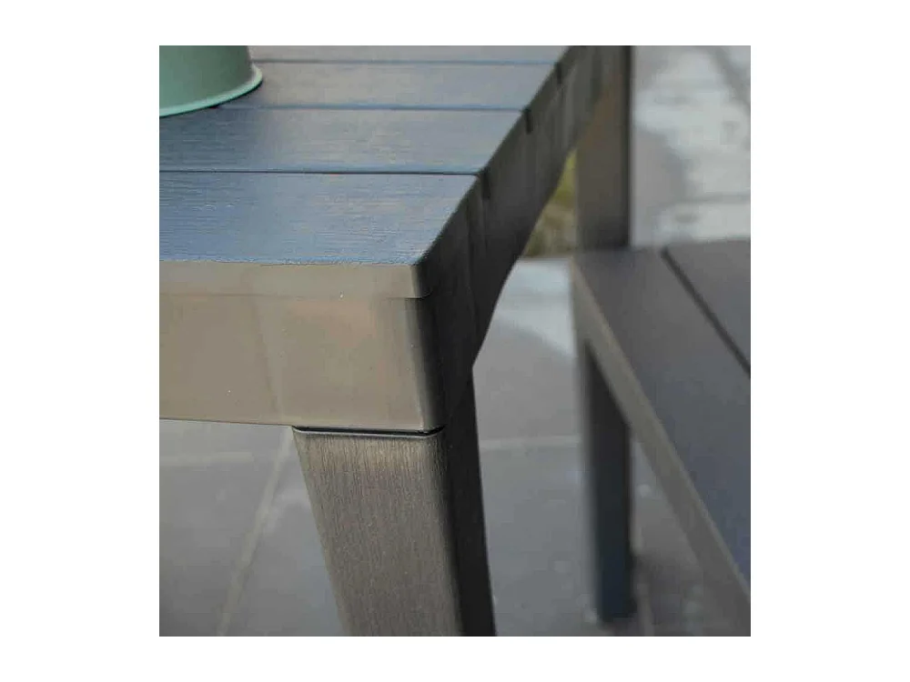 Ensemble avec banc X2 en résine recyclé Anthracite PAPUA