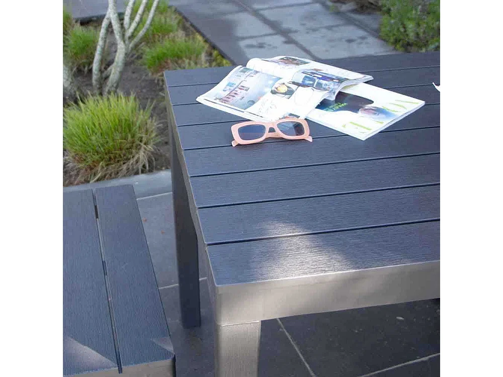 Ensemble avec banc X2 en résine recyclé Anthracite PAPUA