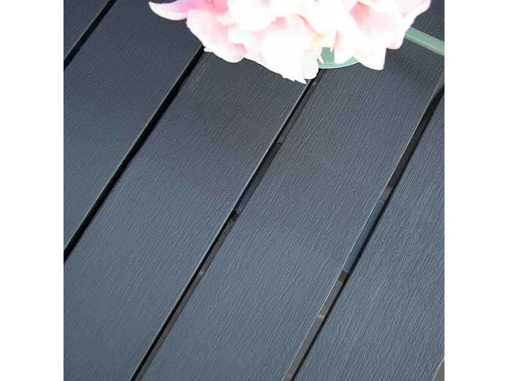Salon de jardin en résine anthracite avec 2 bancs PAPUA