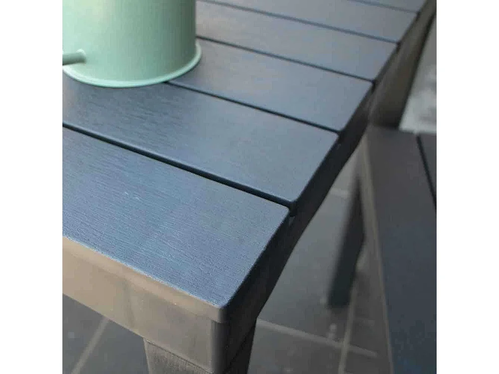 Salon de jardin en résine anthracite avec 2 bancs PAPUA