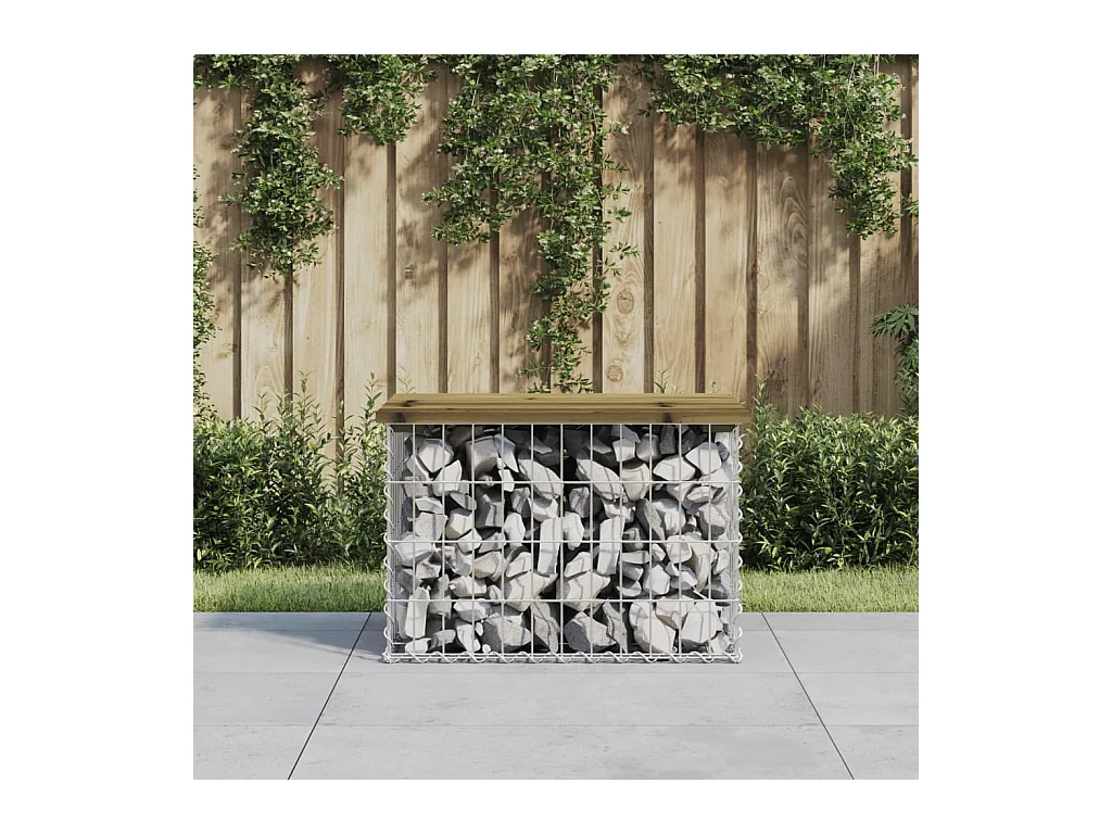 Banc de jardin design gabion 63x44x42 cm bois de pin imprégné