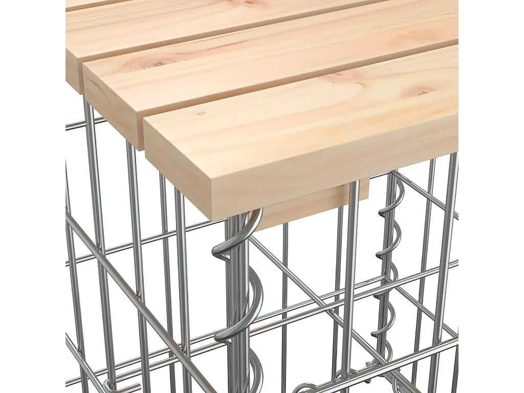 Banco de jardín diseño gaviones madera maciza pino 92x71x65,5cm