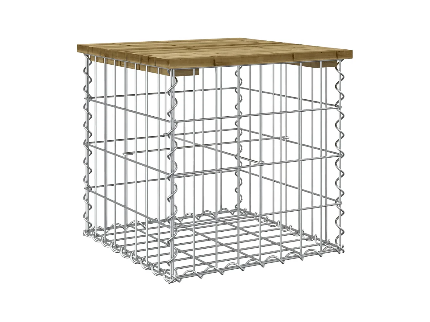 Banco de jardim com design gabião 43x44x42 cm pinho impregnado