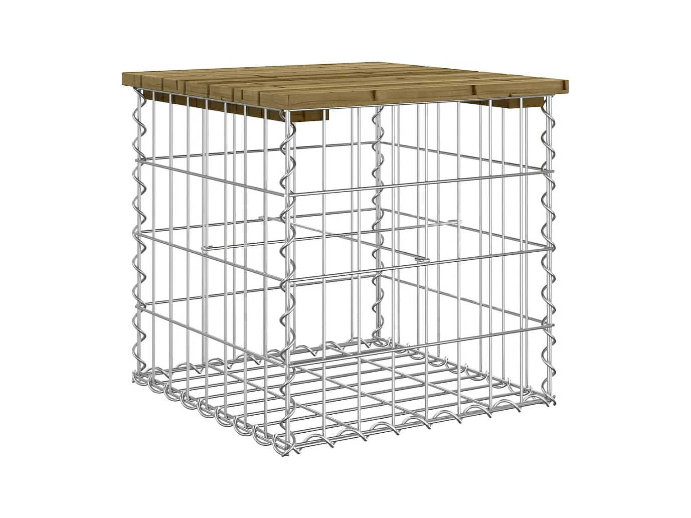 Banco de jardim com design gabião 43x44x42 cm pinho impregnado