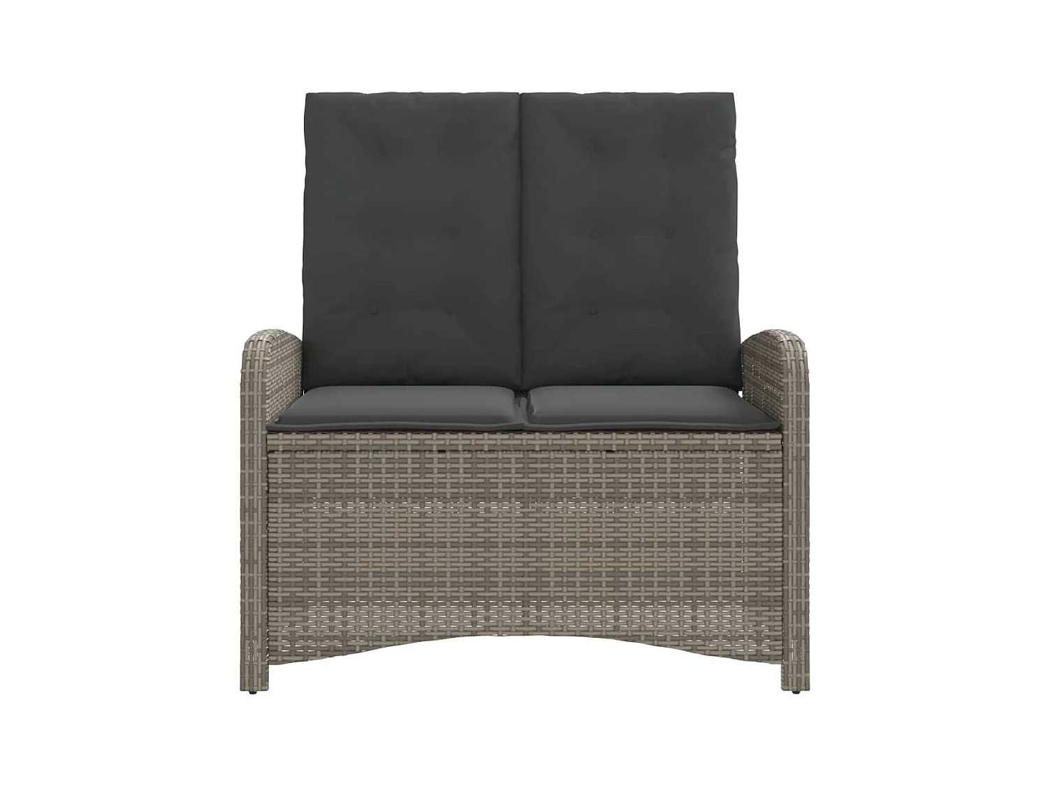 Banc inclinable de jardin avec coussins gris résine tressée