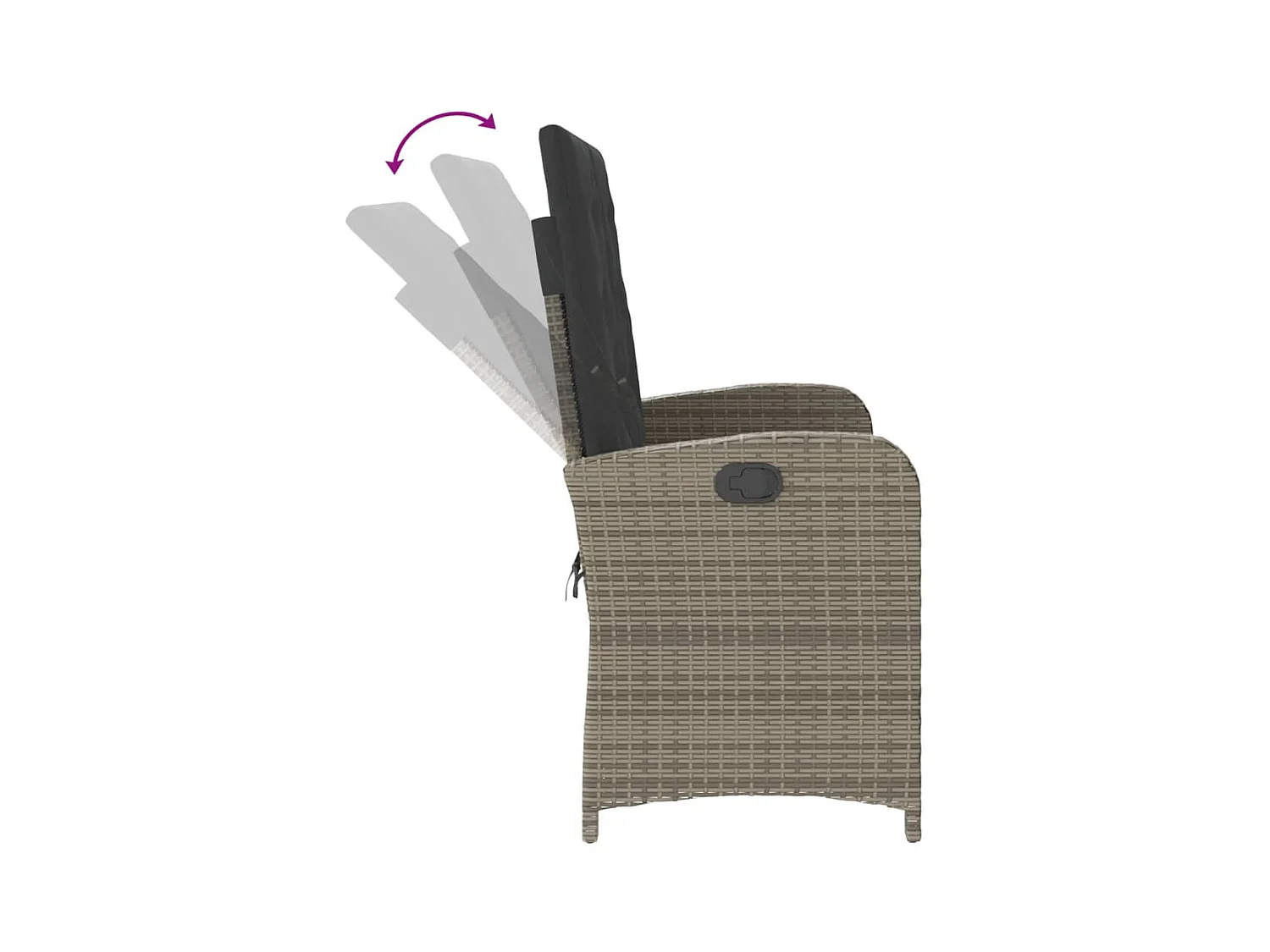 Banc inclinable de jardin avec coussins gris résine tressée