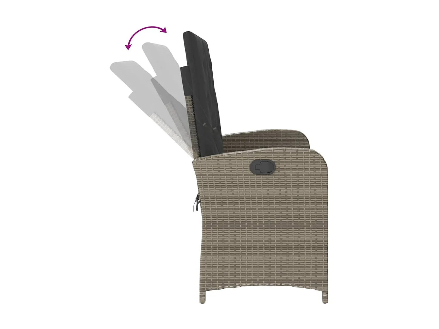 Banc inclinable de jardin avec coussins gris résine tressée