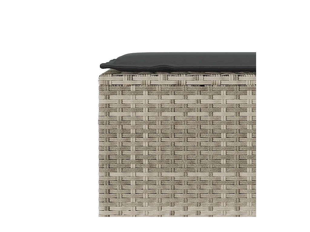 Banco jardín con cojín ratán sintético gris claro 110x30x40,5cm