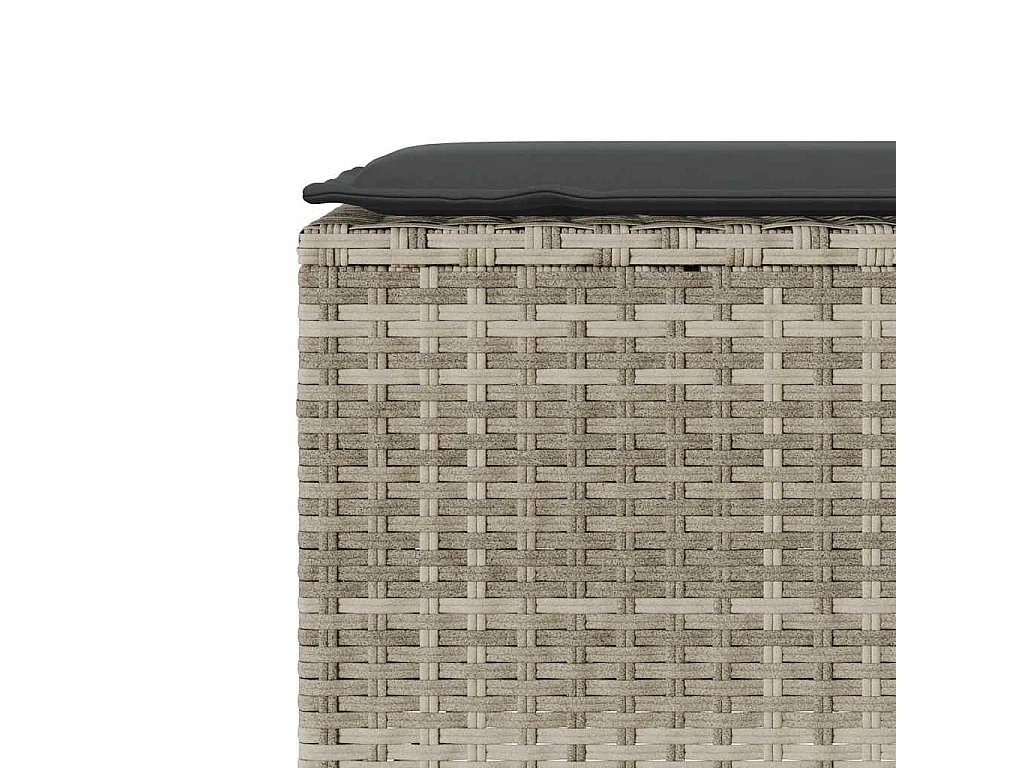 Banco jardín con cojín ratán sintético gris claro 110x30x40,5cm