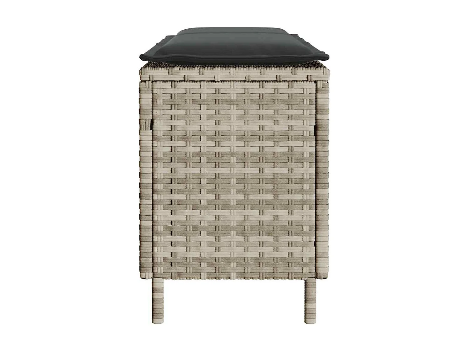 Banco jardín con cojín ratán sintético gris claro 110x30x40,5cm