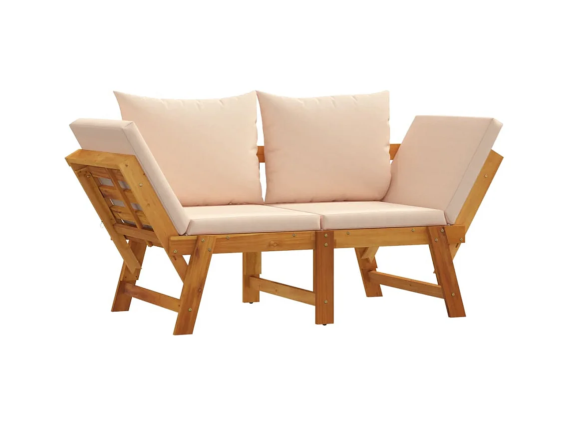 Banc de jardin avec coussins 2 en 1 bois d'acacia massif