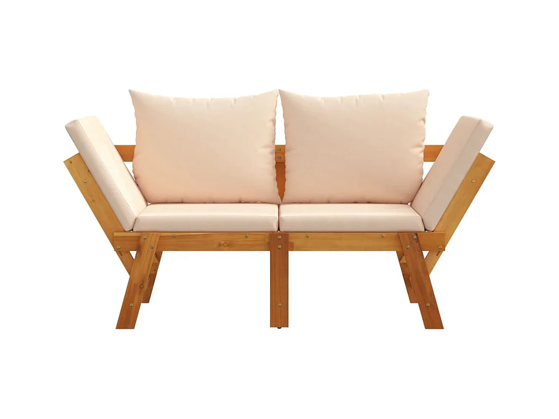 Banc de jardin avec coussins 2 en 1 bois d'acacia massif