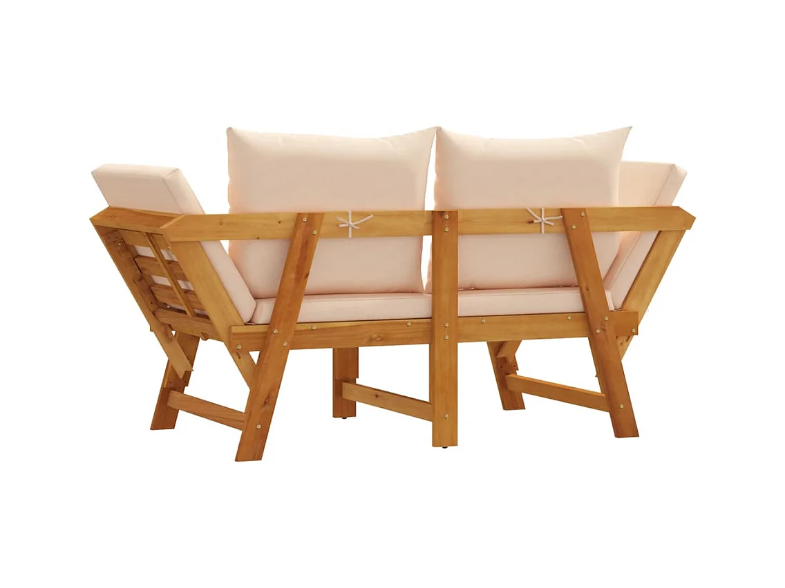 Banc de jardin avec coussins 2 en 1 bois d'acacia massif