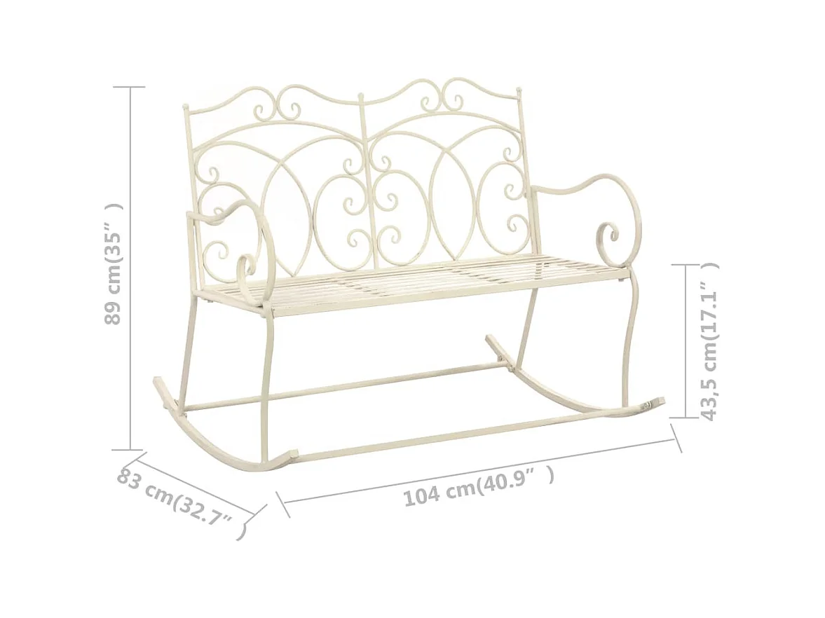 Banc de jardin 104 cm Fer Blanc antique
