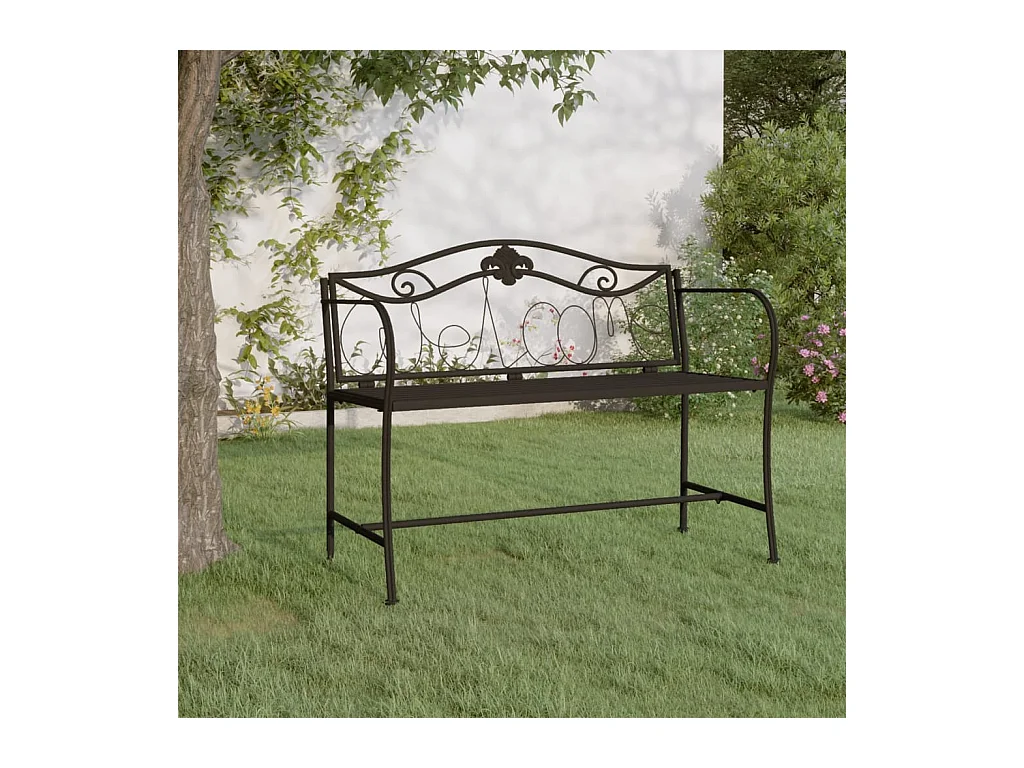 Banc de jardin 2 places 104 cm Noir Acier
