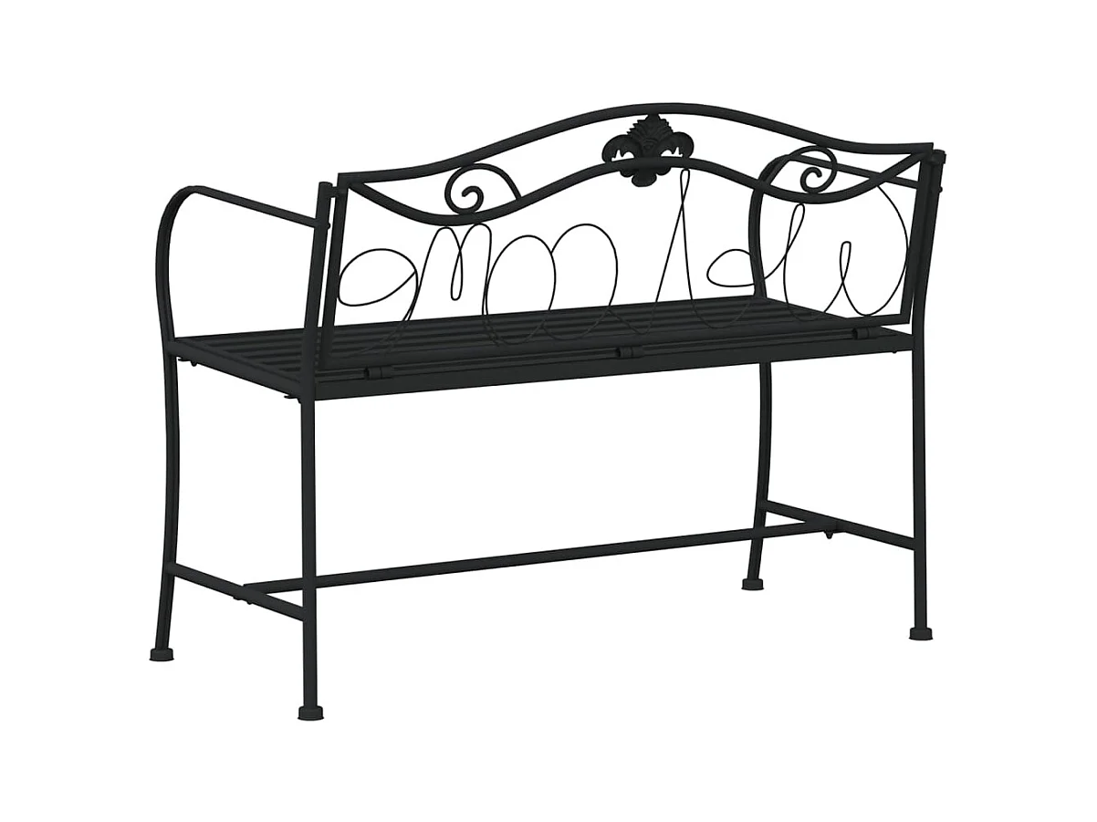 Banc de jardin 2 places 104 cm Noir Acier