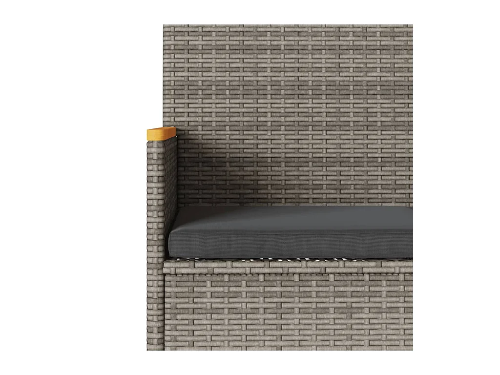 Banc de jardin 3 places avec coussins gris résine tressée