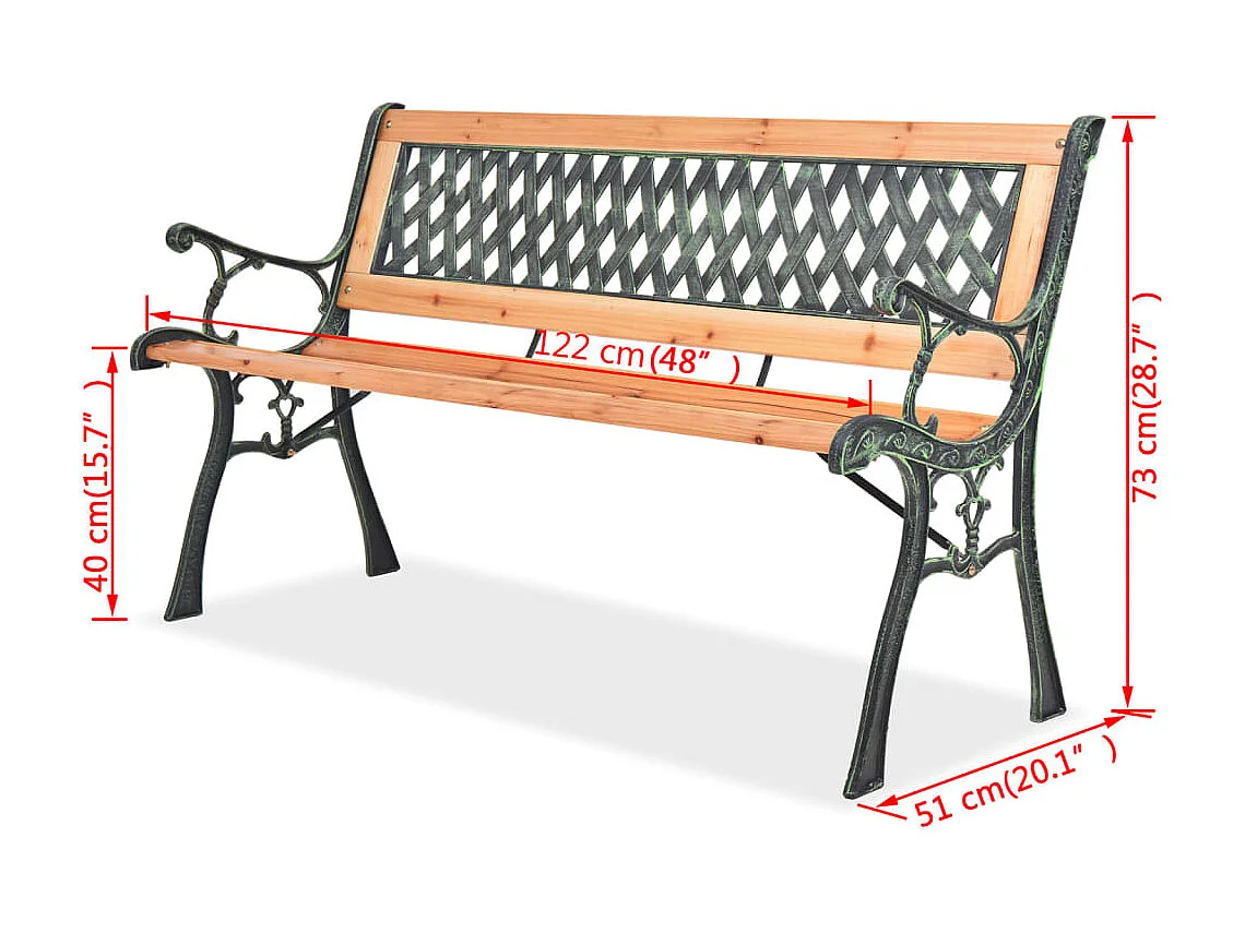 Banc de jardin 122 cm Bois
