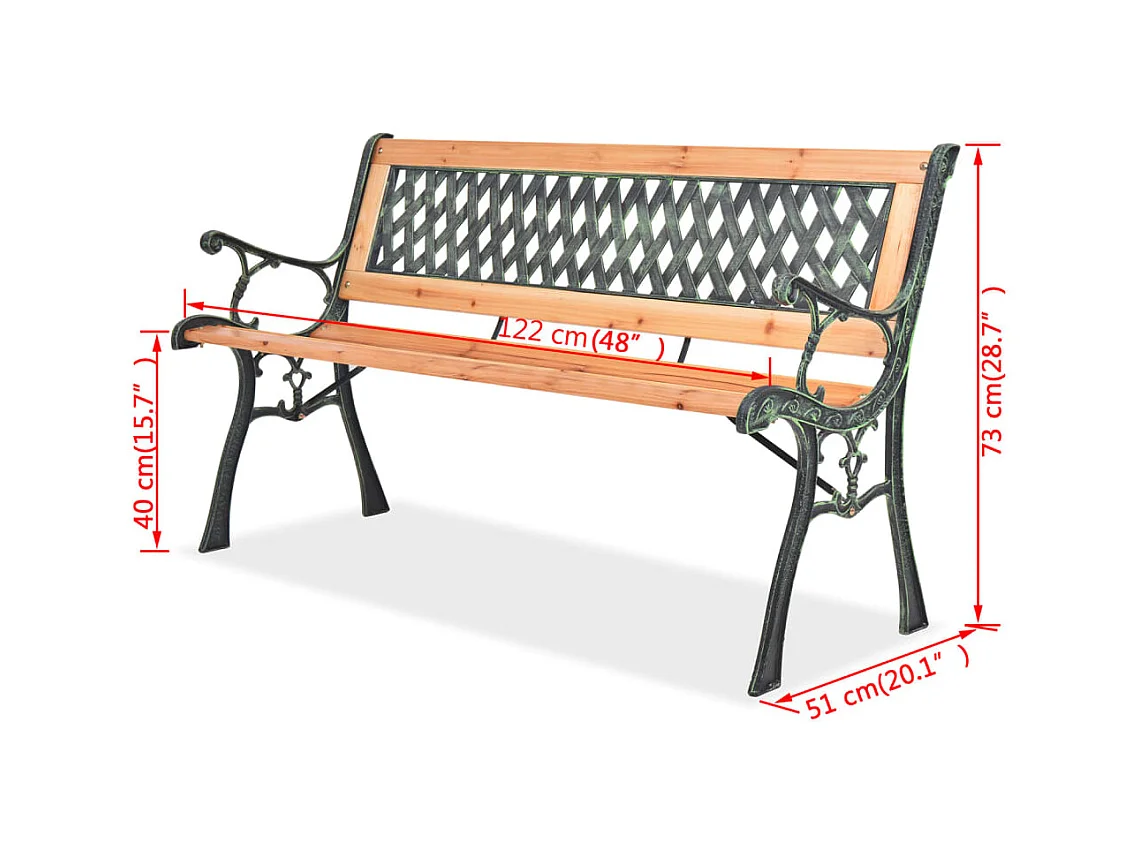 Banc de jardin 122 cm Bois