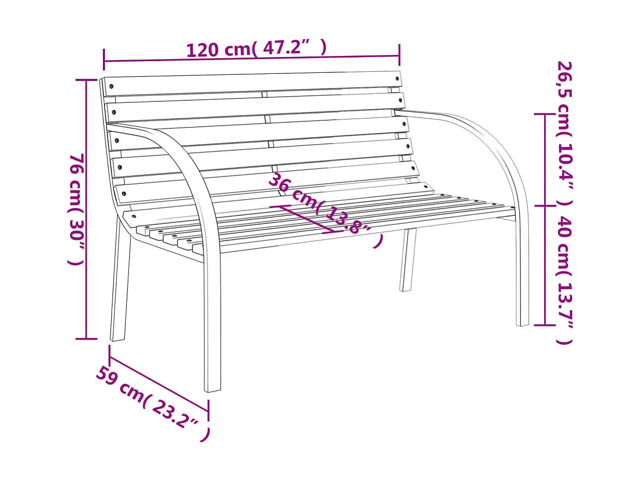 Banc de jardin 120 cm Gris Bois