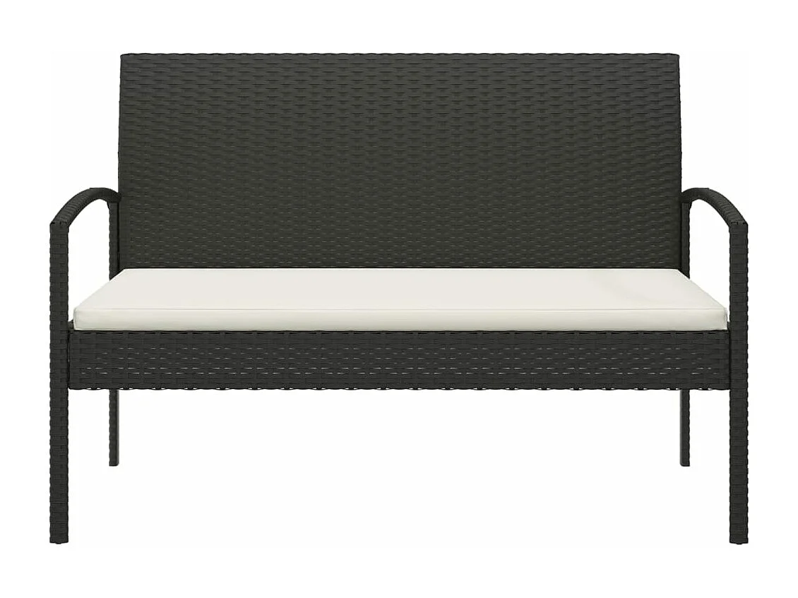 Banco de jardín con cojín ratán sintético negro 105 cm